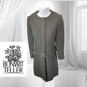 Bonwit Teller Size 10 Women's Long Sleeve Wool Gray Dress Vintage